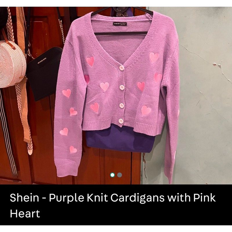 shein purple knit cardigan
