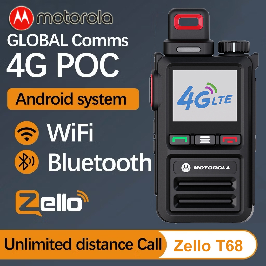 Zello POC Walkie Talkie Motorola T68 Handy Talkie HT Global 4G LTE Android Genggam Pengisian daya Ti