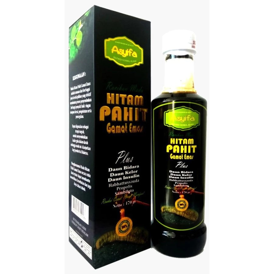 

Asyifa Madu Hitam Pahit Plus Gamat Emas dan Daun Kelor Asyifa 470gr