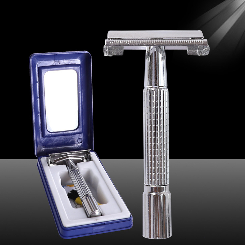 Manual Mens Safety Razor Gagang Bahan Logam / Alat Cukur Kumis Bulu Rambut / Alat Cukur Jenggot Manu
