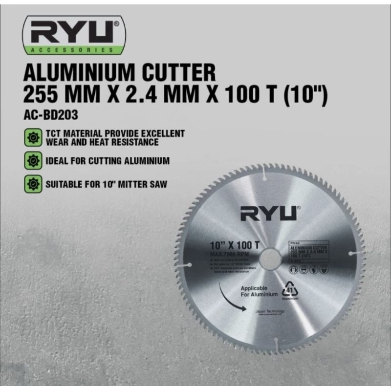 RYU Mata Circular Saw Circular Saw Blade TCT Mata Potong Aluminum 10 inch 10"