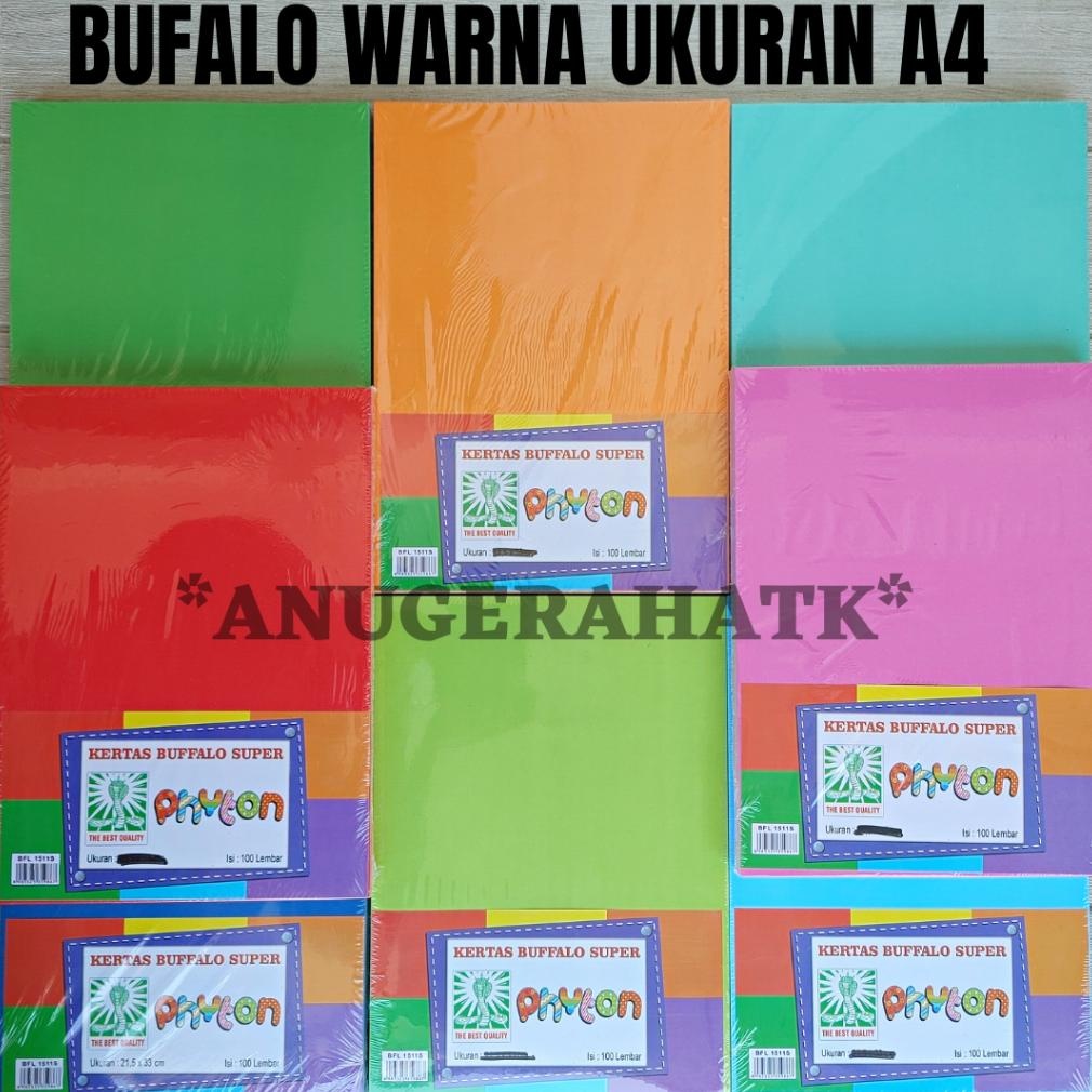 

[1PACK = 100 LEMBAR]KERTAS COVER JILID BUFALO POLOS UKURAN A4 MERK PHYTON ORIGINAL