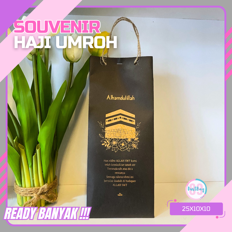 

PAPER BAG WARNA HITAM SOUVENIR UMROH DAN HAJI SIAP KIRIM READY STOK BANYAK 10X10X25