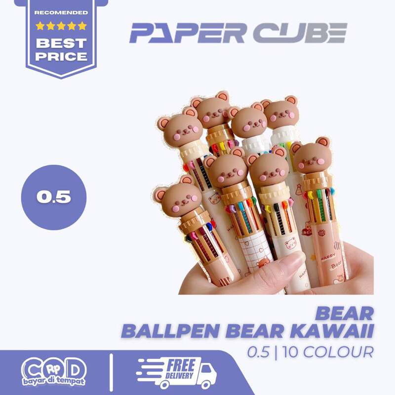 

BEAR BALLPEN PENA 10 COLOUR BEAR KAWAII 0.5