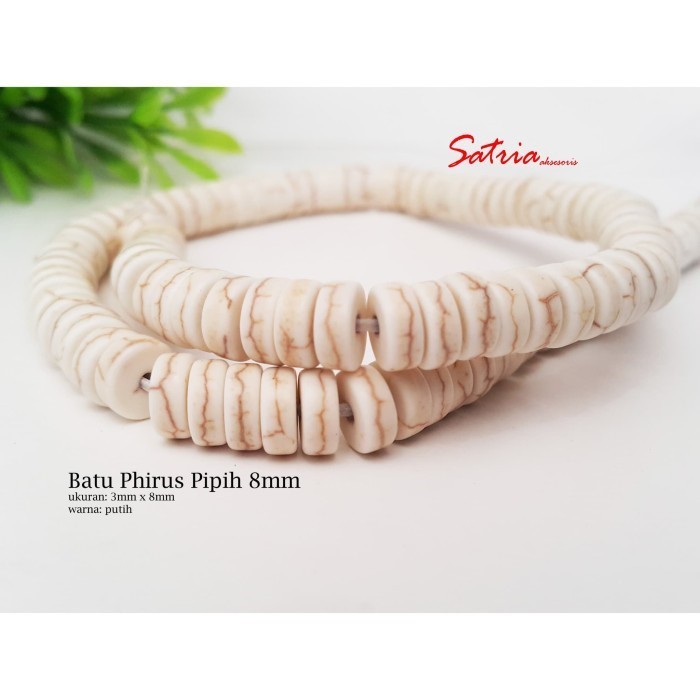 BATU ALAM NATURAL STONE BATU PHIRUS PIPIH 8MM PUTIH - MANIK MANIK BAHAN KERAJINAN TANGAN