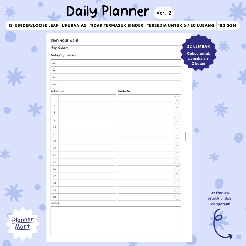 

Isi Binder A5 | Daily Planner #2