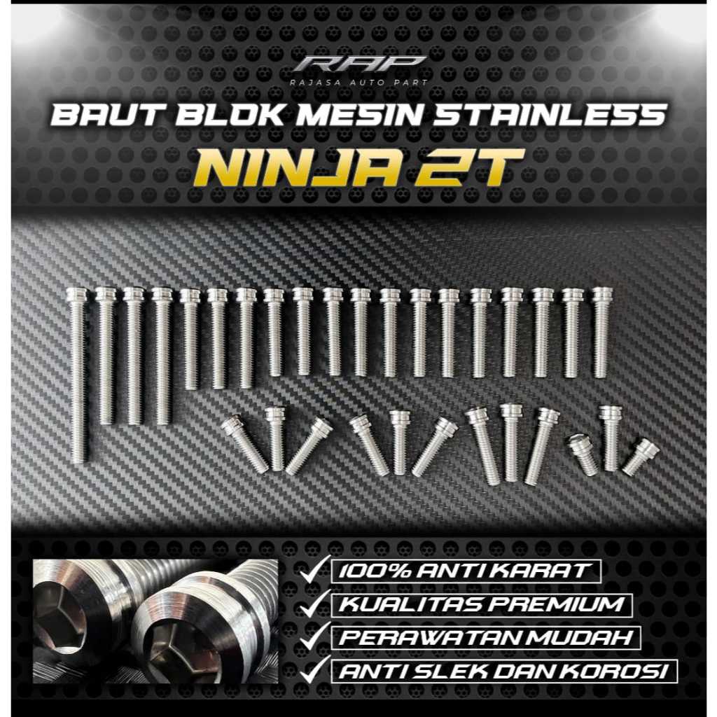 BAUT MESIN NINJA 2 TAK STAINLES ANTI KARAT COSTUME MODEL TITANIUM BAUD BLOK MESIN NINJA 2 TAK