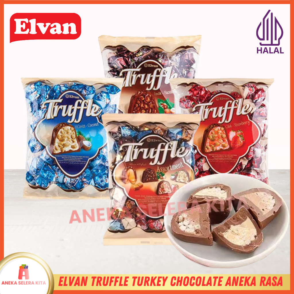 

Elvan Truffle Coklat Arab Turki Assortment Caramel Hazelnut Coconut Strawberry Halal 400gr