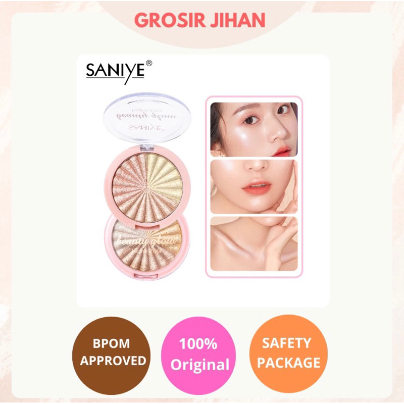 SANIYE 5 Warna Glitter Highlighter Wajah Highlight Eyeshadow Waterproof Powder Kosmetik E0155