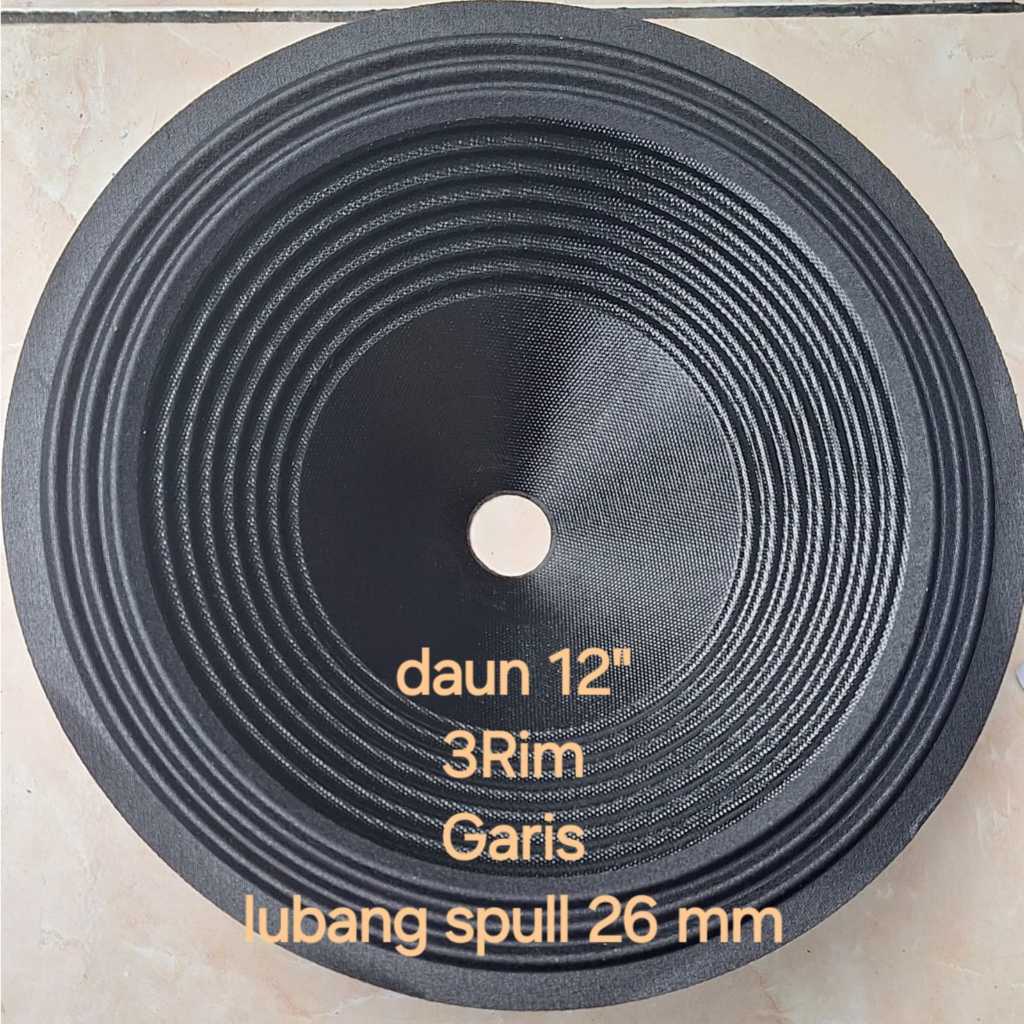 Daun speaker / Kertas speaker 12" Garis 3Rim Lubang Spull 26 mm