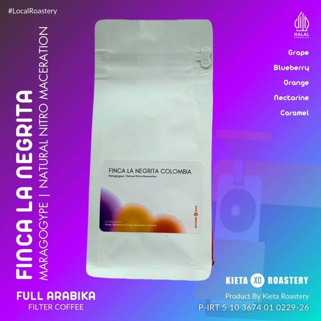

Kieta Roastery - Biji Kopi Arabika Specialty Finca La Negrita Colombia Gesha / Maragogype - Gesha, Per 1gr