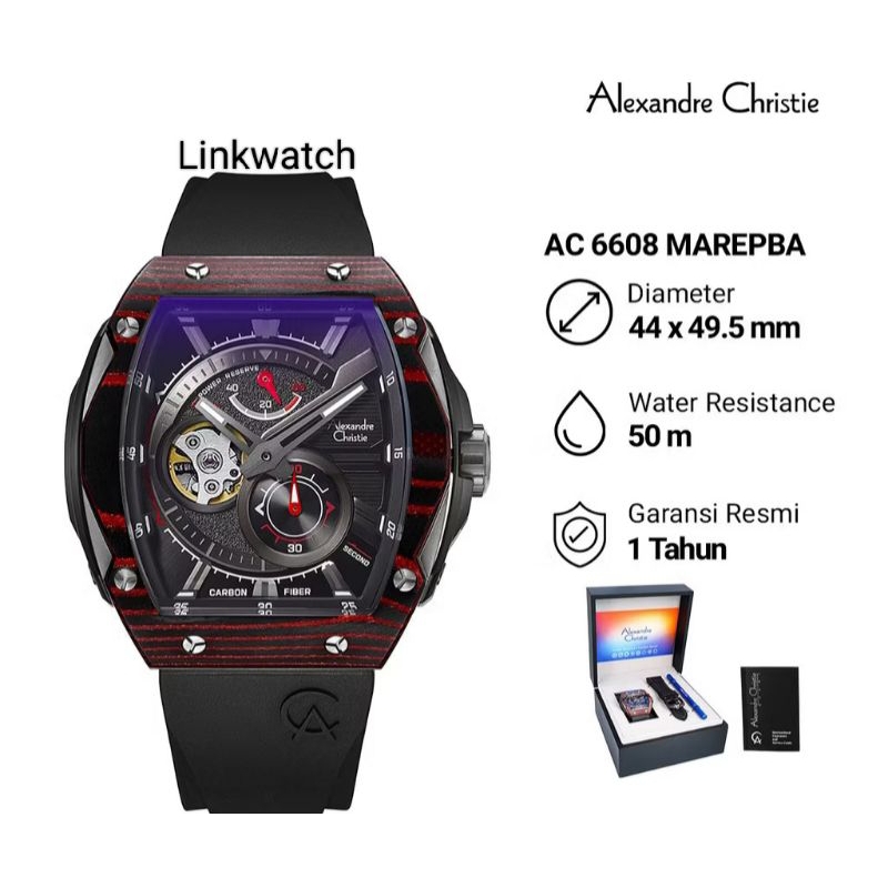 Alexander Christie AC 6608 Automatic Rubber Chronograph Jam Tangan Pria Original & Garansi