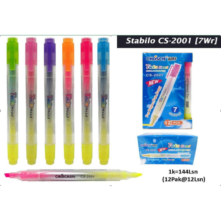 Chosch Highlighter Stabilo Macaron Twin Head Stabilo 7 Warna 1 Lusin Original