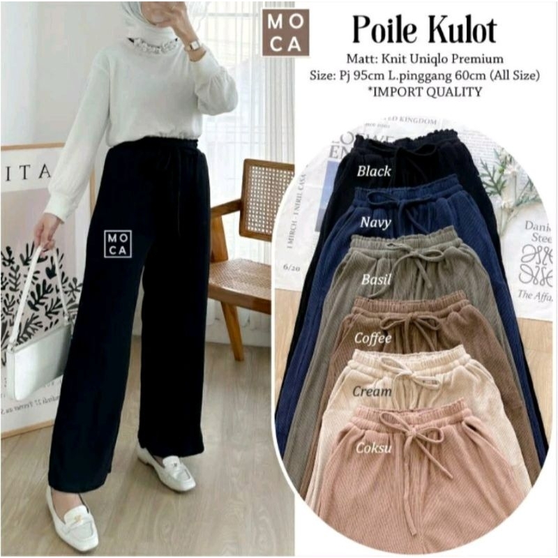 READY SIAP CO SALEE POILE KNIT UNIQLO PREMIUM CELANA KULOT DEWASA COFEE ORI BY MOCA