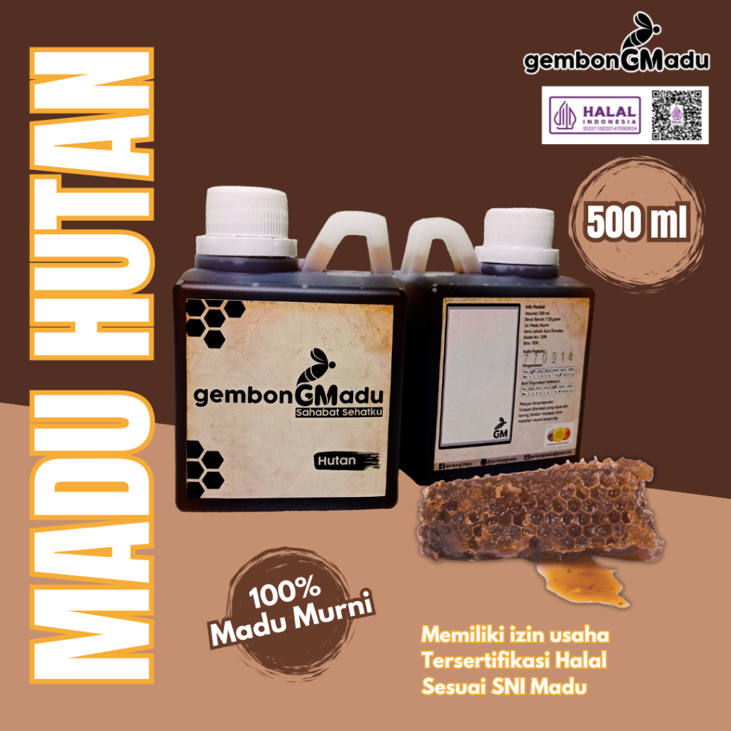 

Madu Asli 100% - Madu Hutan Murni Pure Honey Original SNI Premium 500 ml 700 gr - Gembong Madu