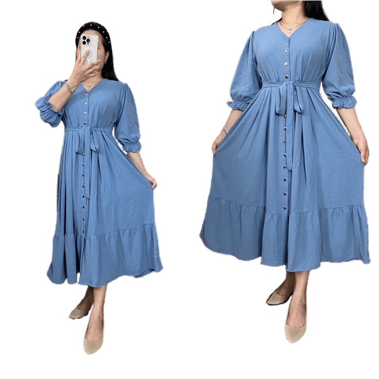 Terbaru Felin Midi Dress Crinkle Airflow Premium Import