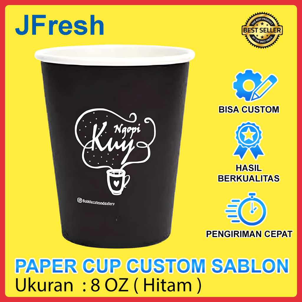 Cetak Gelas Hot Paper Cup Custom Desain Sablon Nama Logo / Print Printing Hot Papercup Gelas Kertas 