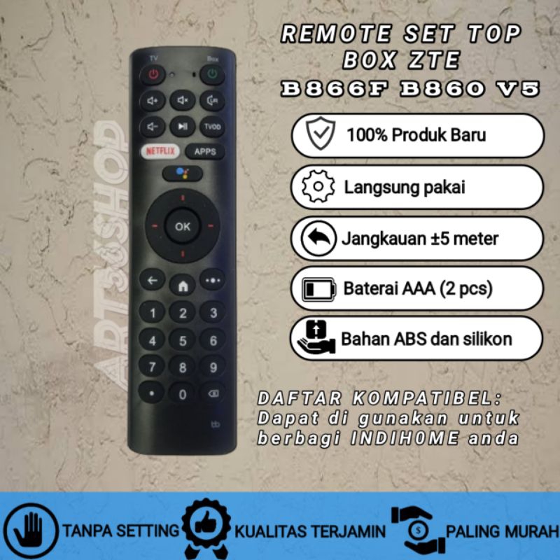 REMOT REMOTE STB INDIH0ME ZTE B866F B860 V5 NON VOICE