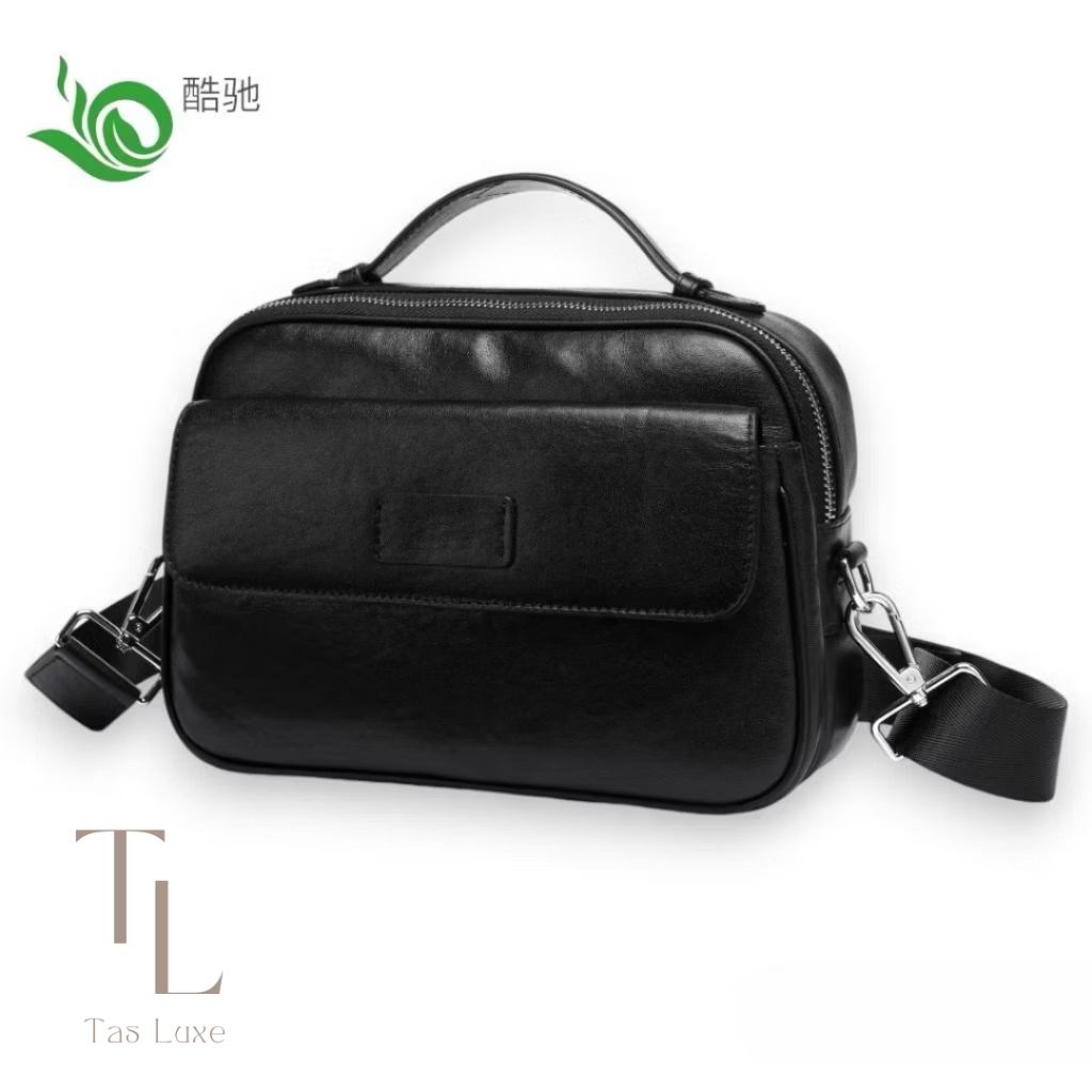 Tas selempang pria kulit sapi asli /Tas gaul import/Tas bahu kulit/Tas kerja