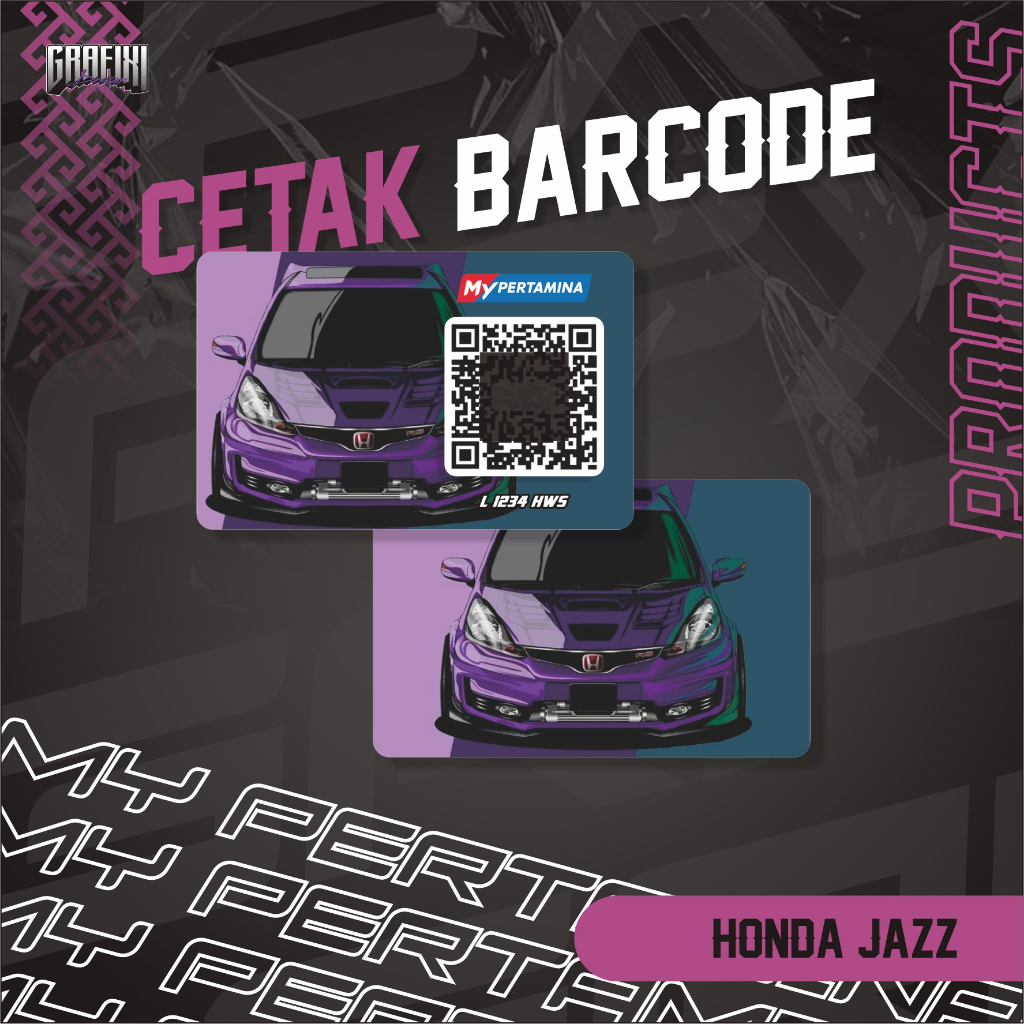 

CETAK BARCODE MY PERTAMINA KARTU PVC TEMA HONDA JAZZ CUSTOM 2 SISI