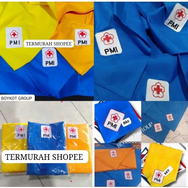 Syal PMI bordir logo kotak bijian logo terbaru slayer PMI blok kain katun halus