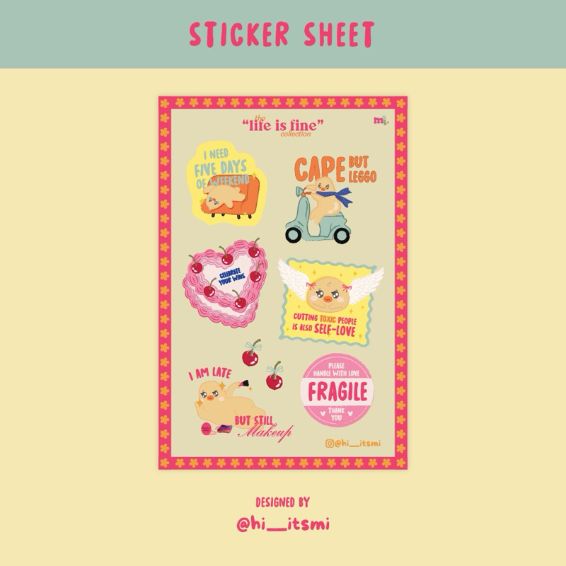 

HI ITS MI - Sticker Transparan / Sticker UV Print / Sticker Ilustrasi - STICKER SHEET