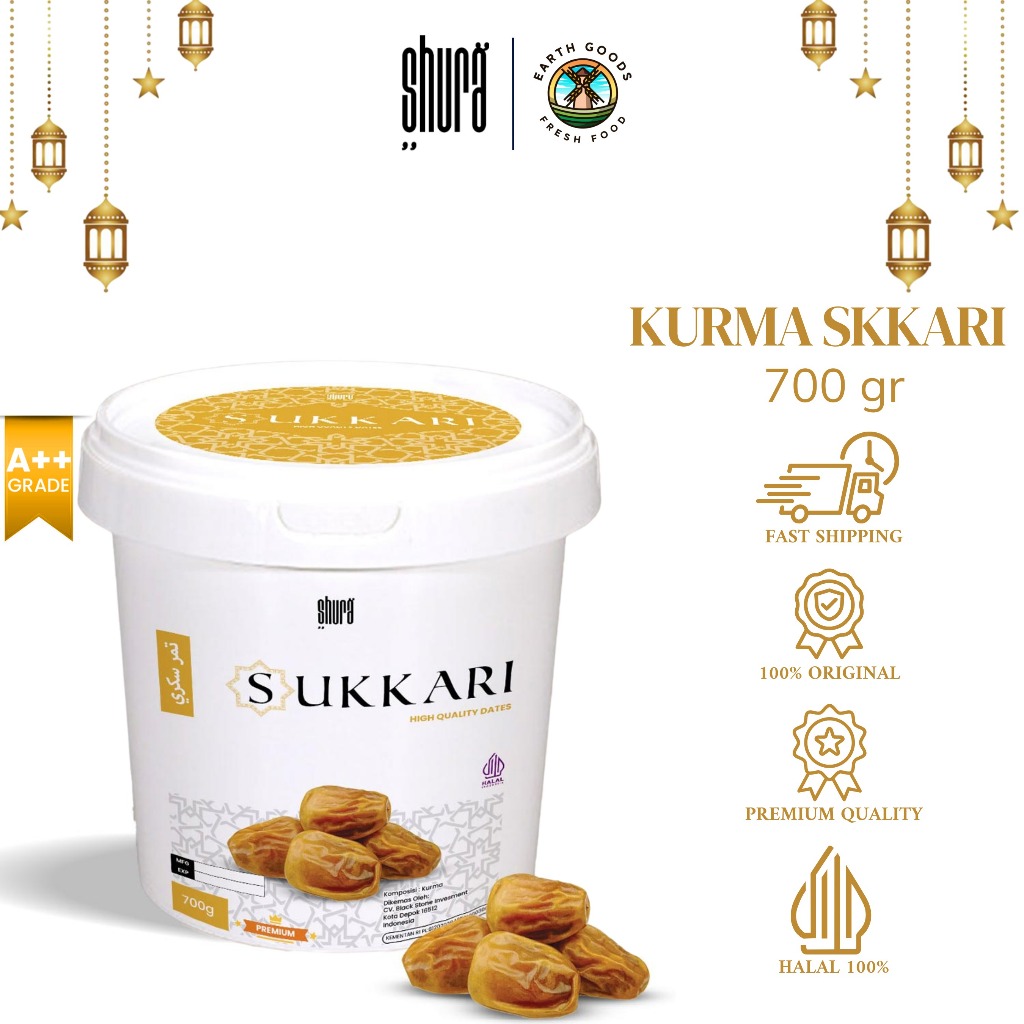 

Shura Kurma Sukari 700g Ember Dates Premium Original High Quality