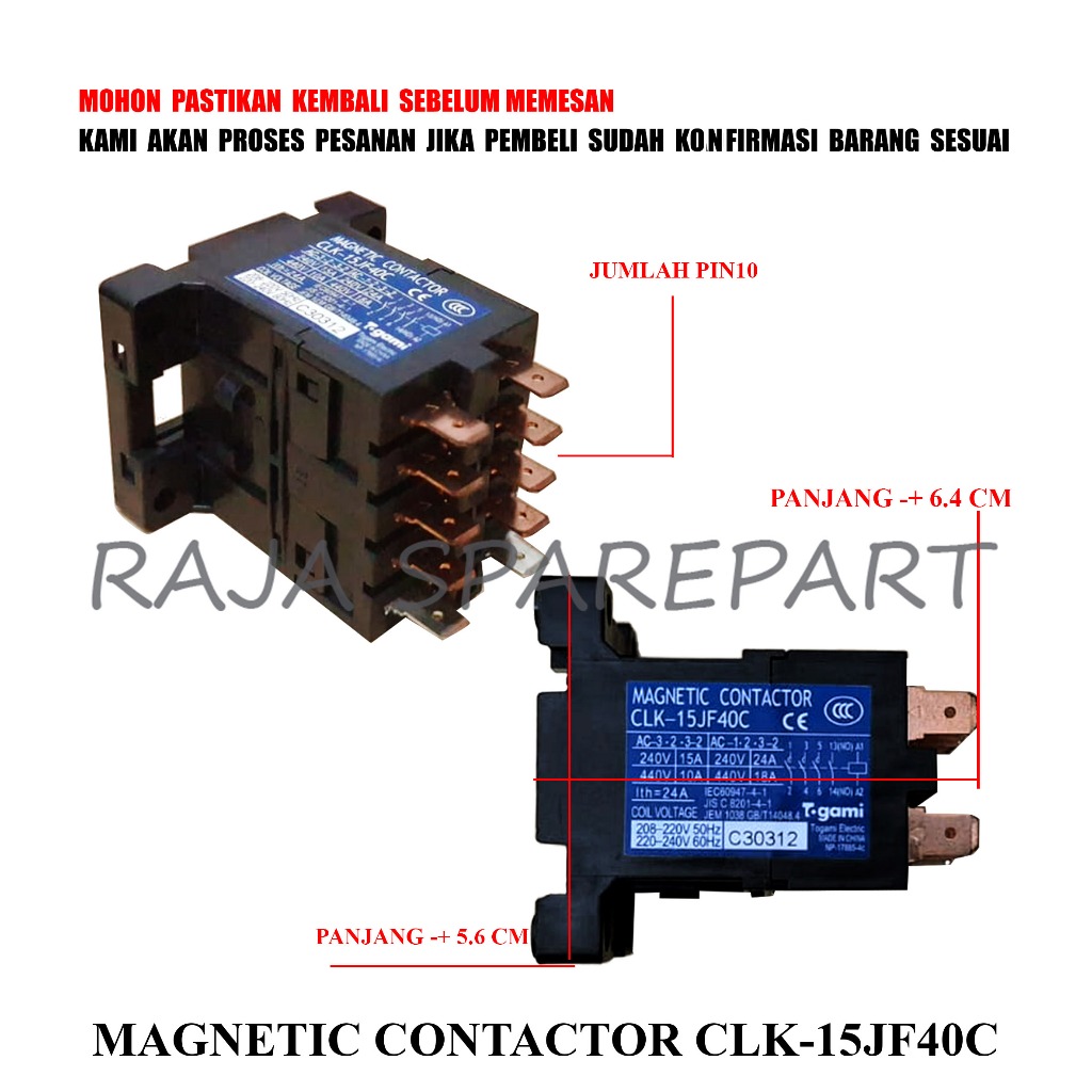 MCC1 KONTRAKTOR AC / MAGNETIC CONTACTOR CLK-15JF40C