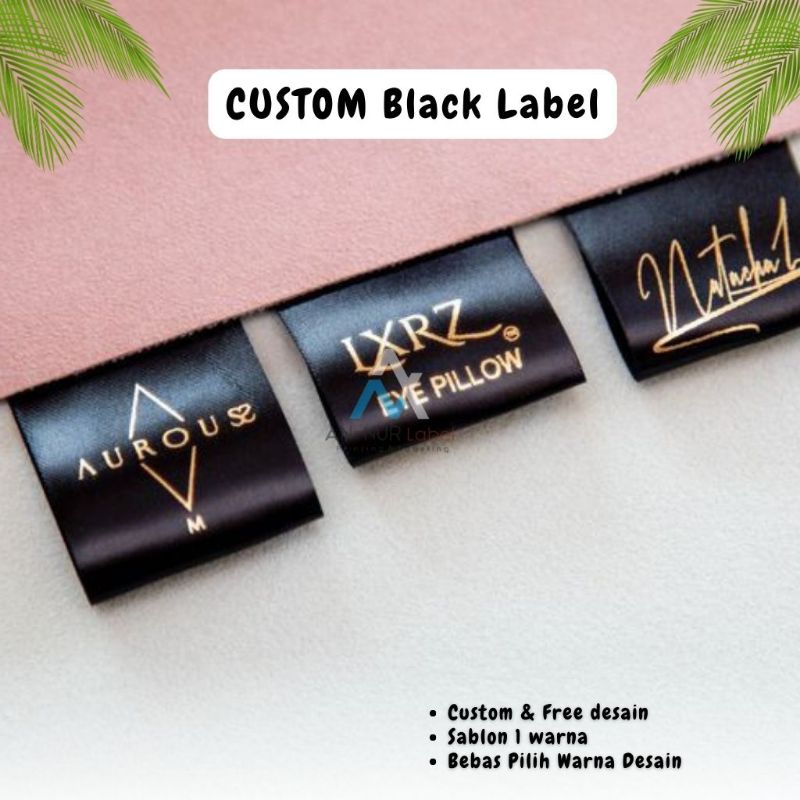 

500pcs label baju bahan satin hitam premium labl washing bahan satin hitam label pakaian satin hitam