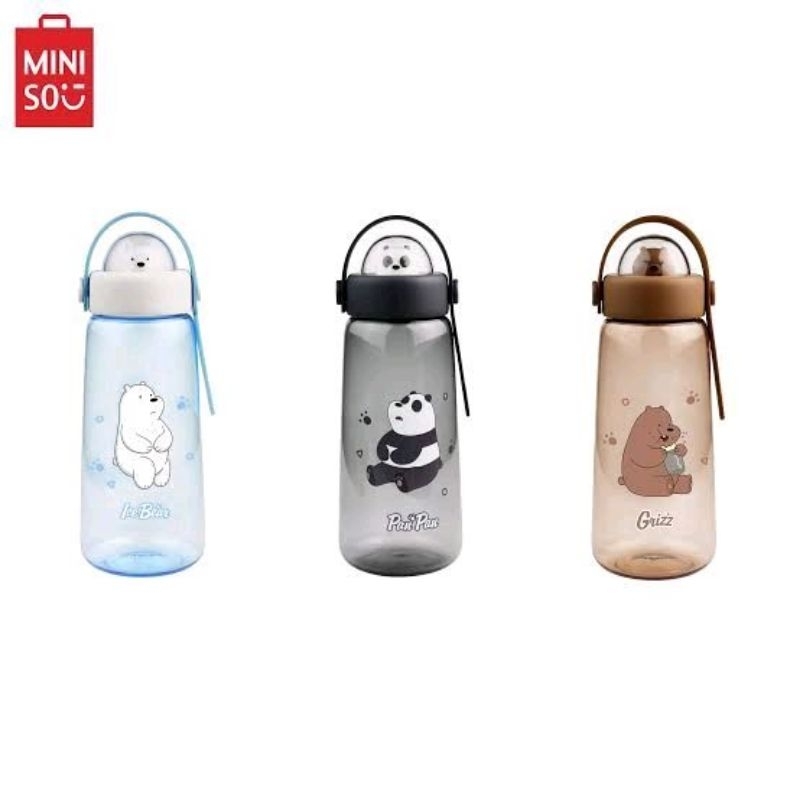 MINISO WE BARE BEARS WATER BOTTLE WITH ORNAMENT 600ml