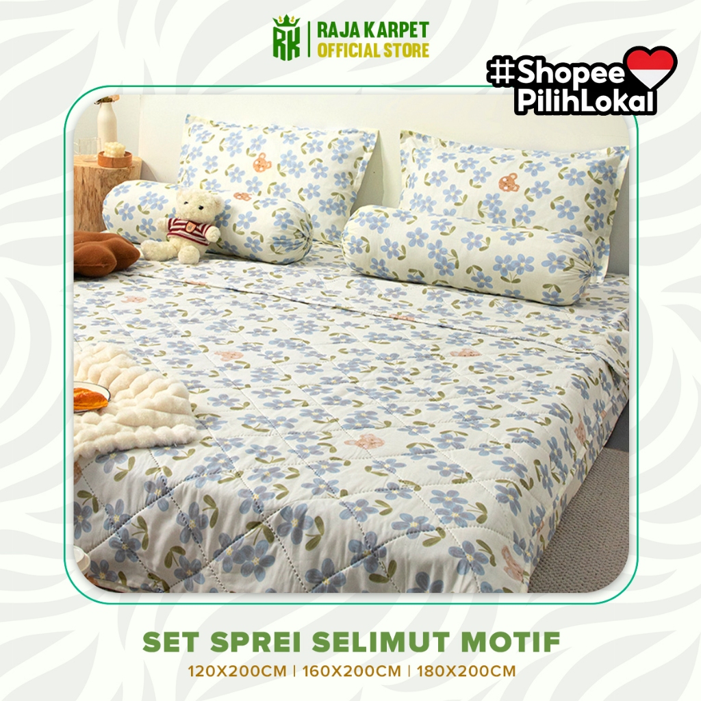 RAJA KARPET - Set Bedcover Sprei Sarung Bantal dan Guling / Bed Cover Set Seprei 120 160 180x200cm /