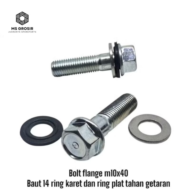 Bolt Flange M10x40 BAUT 14 ring karet ring plat tahan getaran baut dudukan kenalpot shok original ba