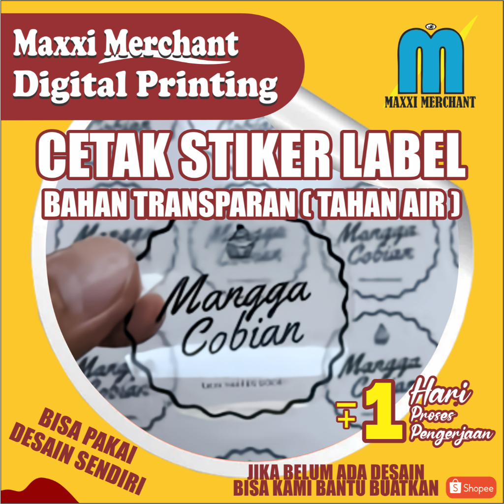 

cetak stiker a3+ label jualan olshop minuman stiker transparan free design