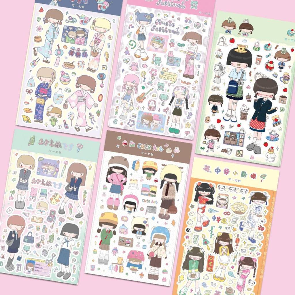 

[WindHeart] 1 lembar sticker sheet cute little girl series 2 cute little girl sticker sheet sticker sheet deco sticker aesthetic 22521