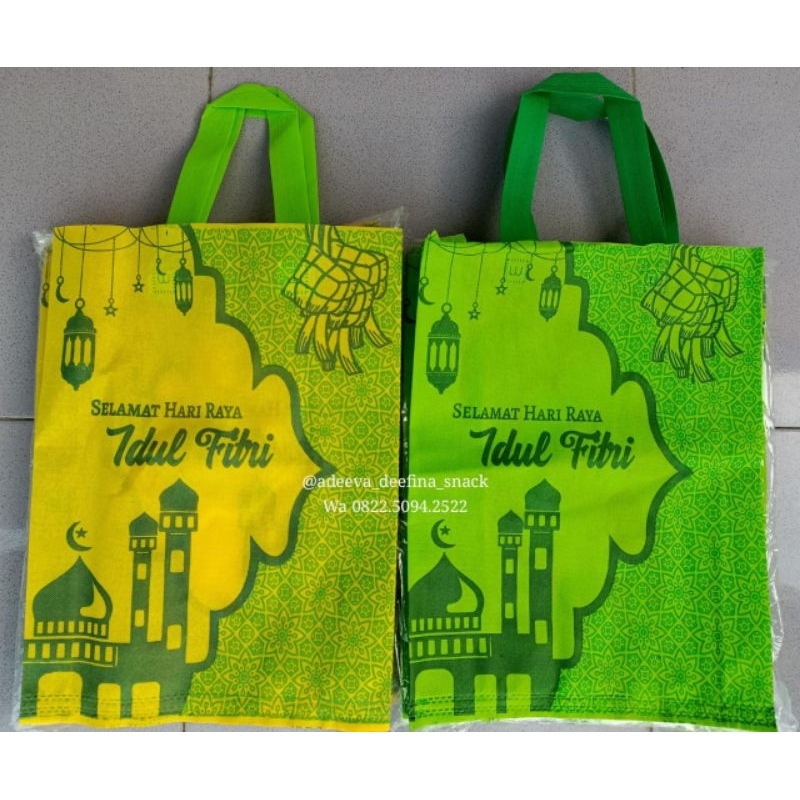 

1 LUSIN (12 PCS) GOODIEBAG LEBARAN IDUL FITRI || Ukuran Sedang 30x40x8cm Sablon 4 sisi