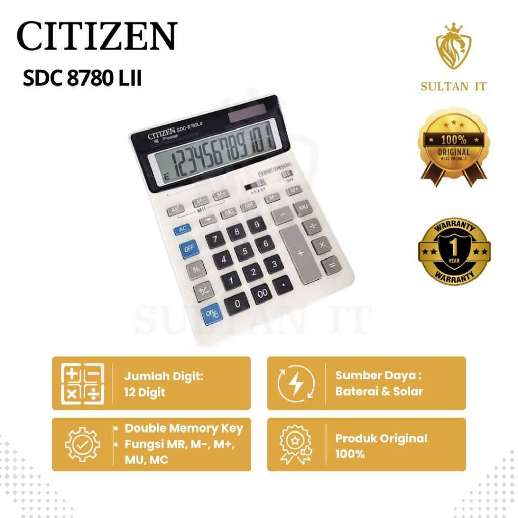 

Calkulator Citizen CT-500JS / SDC-8780-LII 12 Digit Kalkulator Original