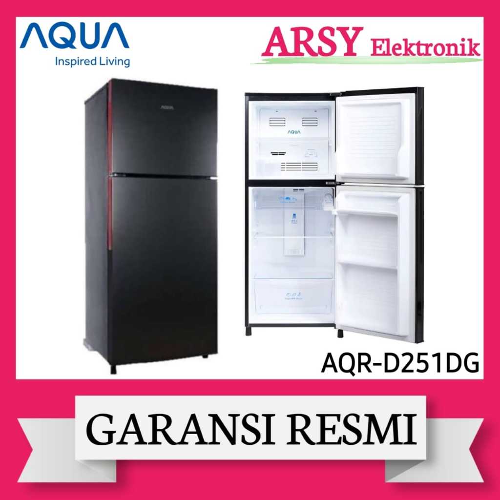 KULKAS AQUA 2PINTU AQR-D251MDS/LEMARI ES AQUA 2PINTU AQR-D251MDS GARANSI RESMI