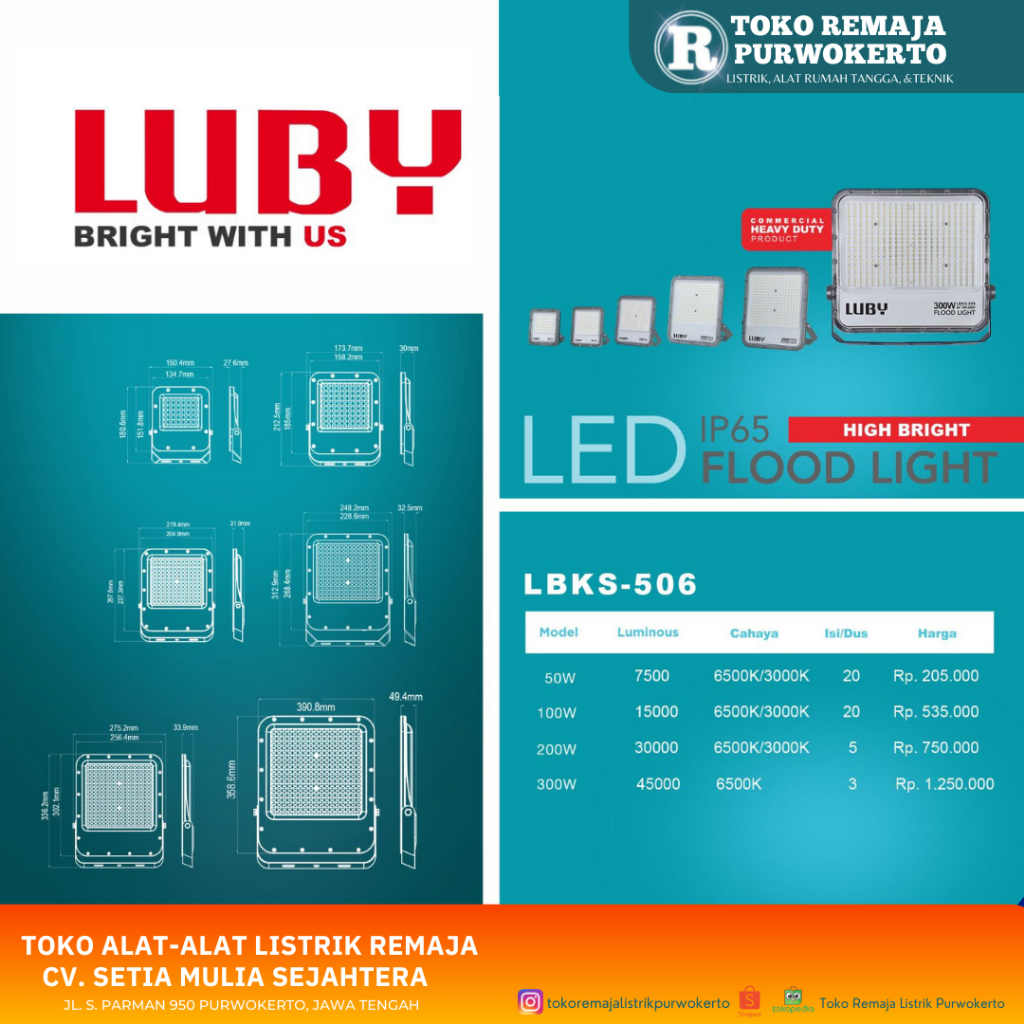 Lampu Sorot Luby LBKS-506 50W Putih
