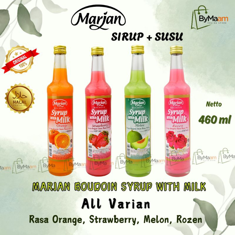 

Sirup MARJAN BOUDOIN SYRUP WITH MILK Susu 460 ml All Varian Rasa Melon Rozen Rose Strawberry Stroberi Orange Jeruk