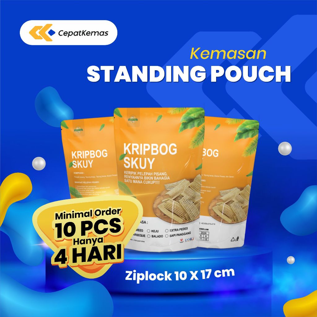 Cetak Kemasan Bumbu Dapur & Pakan Ikan Custom | Standing Pouch Ziplock 10x17cm | Murah Satuan 12 Pcs