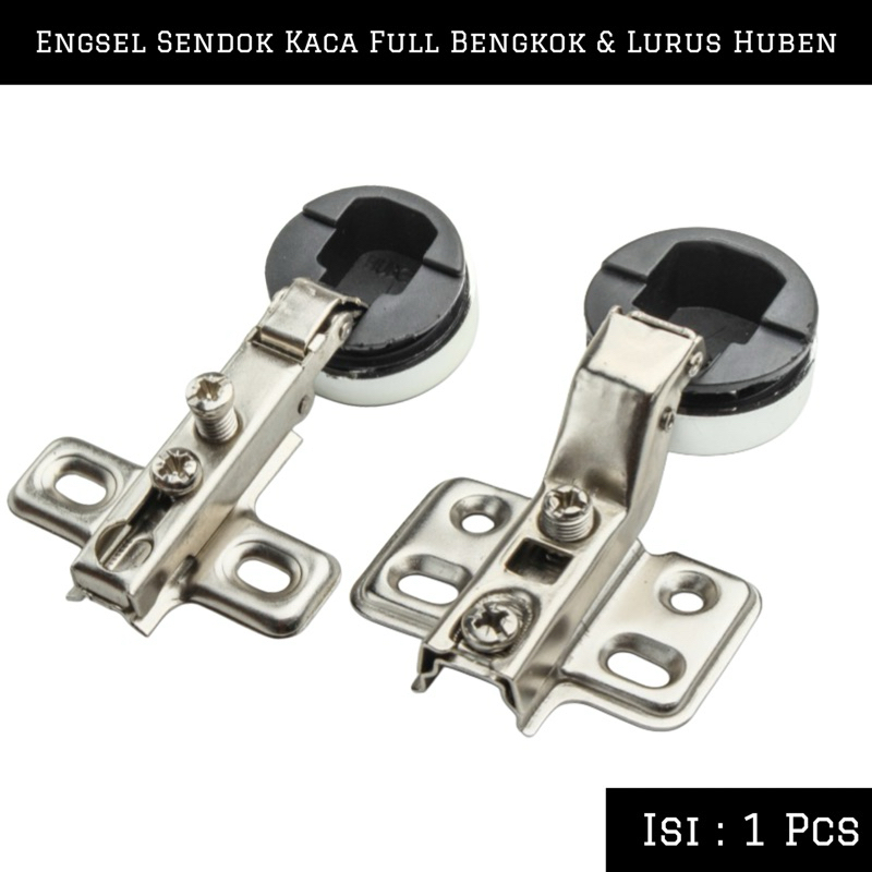 (1 Pcs) Engsel Sendok kaca Lurus & Full bengkok Huben | Engsel sendok Pintu lemari Kaca Gh - 0  Hek 