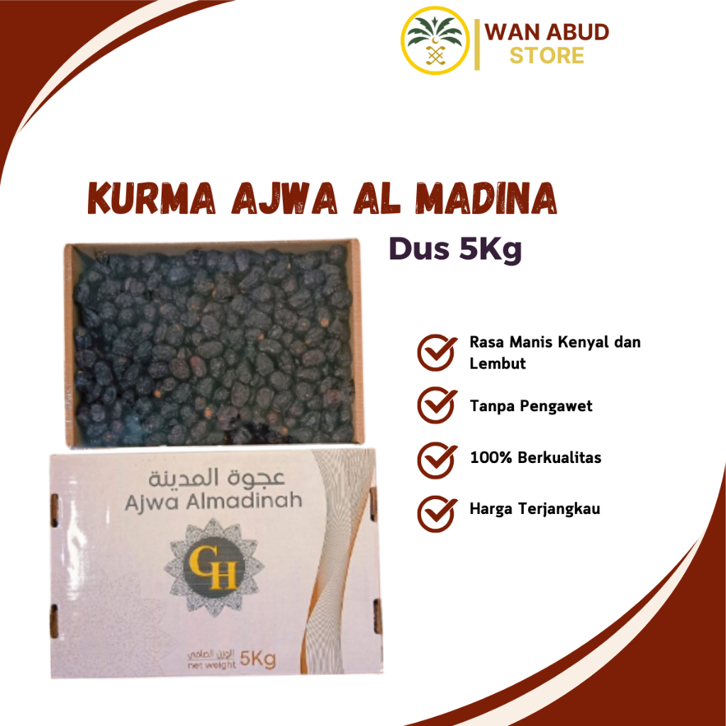 

Kurma Ajwa Lembut 5 Kg Al Madina Premium | Ajwa Kurma Nabi Asli Madinah