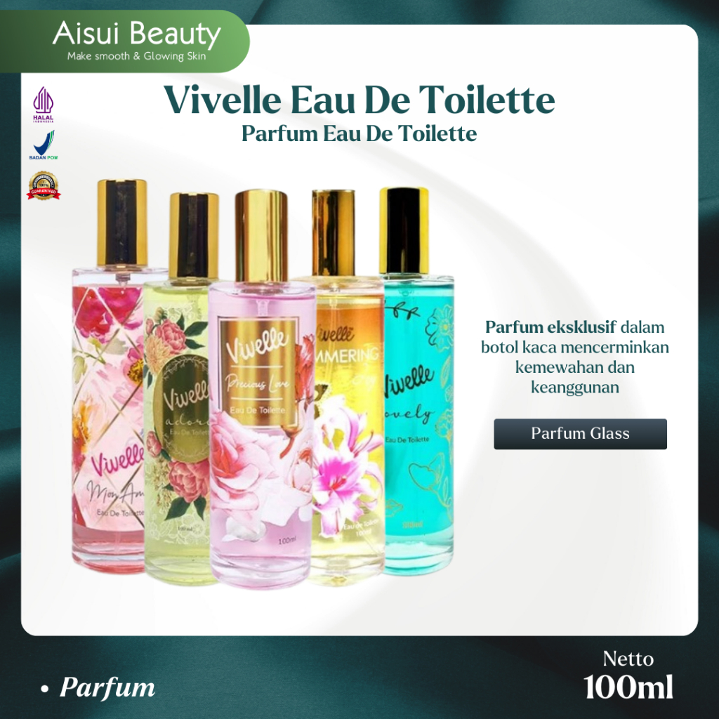 ✨AISUI✨ VIVELLE Eau De Toilette Parfum Glass 100ml - Parfum Wanita Spray Botol Kaca