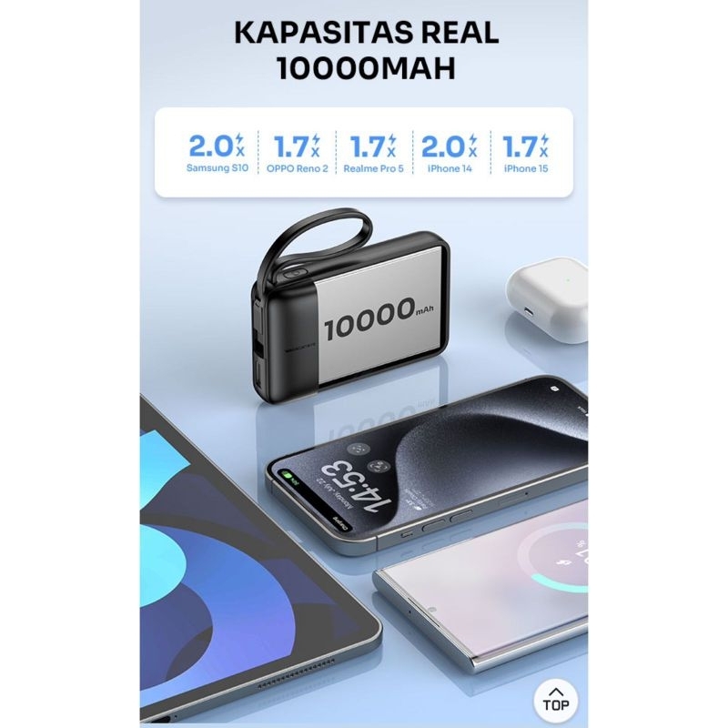 Power Bank Robot RT-17 10000mah with cable usb to type c PB Powerbank Robot Original RT17 mini 10000