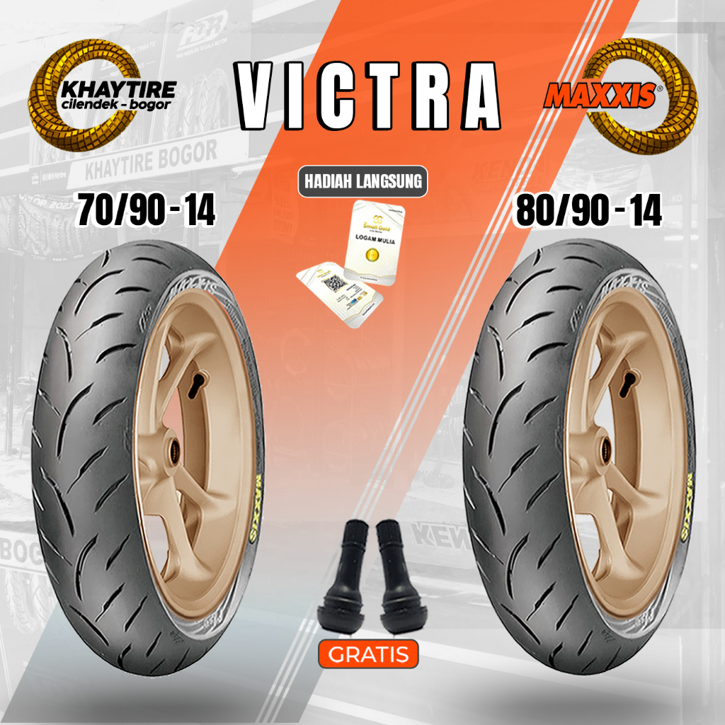 Sepasang Ban Motor Matic MAXXIS VICTRA 70/90 & 80/90 Ring 14 Tubeless