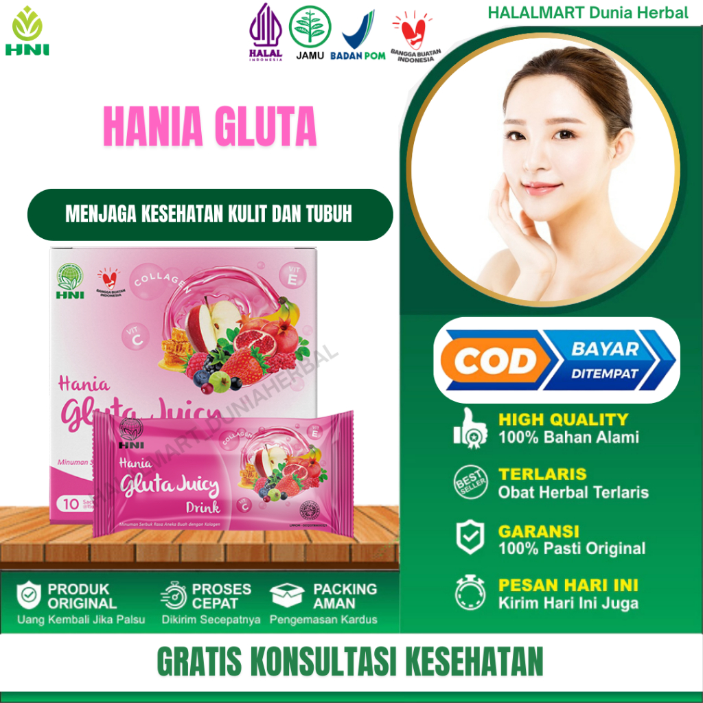 

HANIA GLUTA JUICY Minuman Buah Plus Kolagen Membantu Memperbaiki Kulit Yang Kusam Menjadi LebihCerah