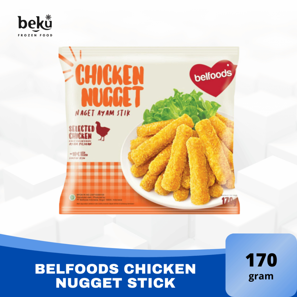 

BELFOODS NAGET AYAM BENTUK STICK - BELFOODS CHICKEN NUGGET STICK (170g/250g)