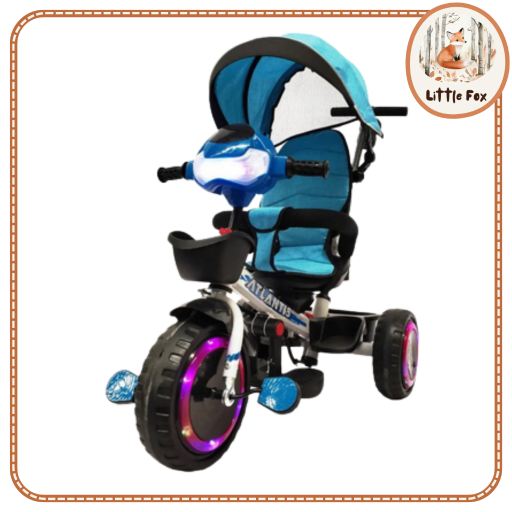 Sepeda Stroller Bayi Anak Atlantis 3 Tiga Roda Tricycle Music Lagu Lampu LED