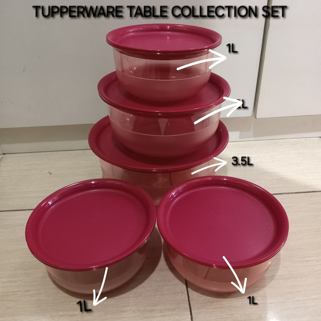 ORIGINAL  TUPPERWARE  BOWL KRISTAL TABLE COLLECTION SET 5PC