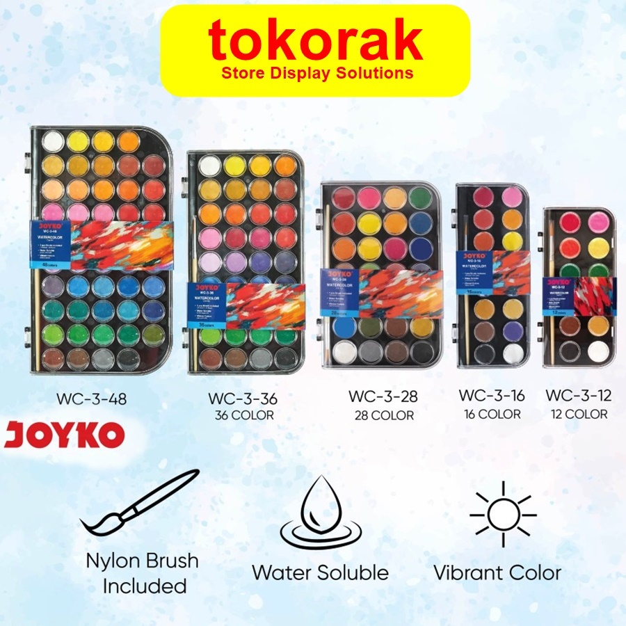 

JOYKO WATERCOLOR SET CAT AIR JOYKO LUKIS WATERCOLOUR 36 48 WARNA WC-3 WATER COLOR COLOUR